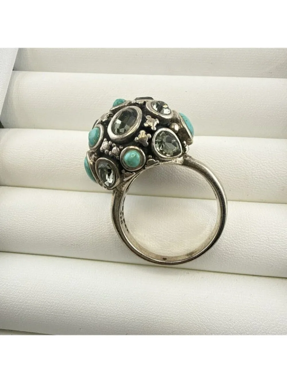 Barse Ring Sterling Silver Turquoise Blue Gemstone Dome size 12 Statement Chunky